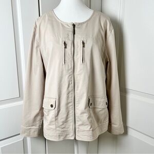 Chic Cream TanJay Lightweight Moto Jacket – Women’s Petite Size 16P